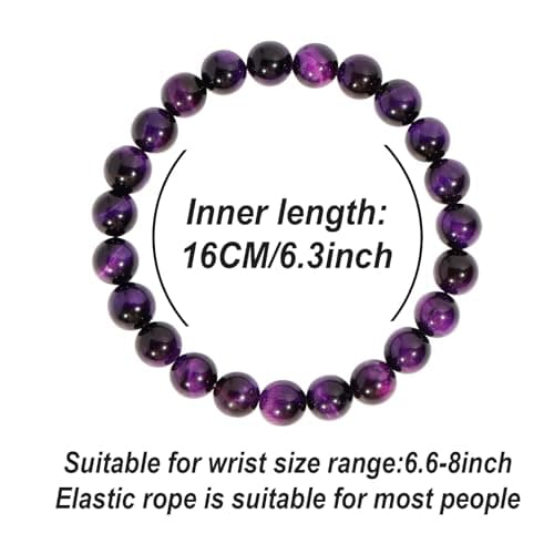 Bracelet élastique œil de tigre MILAKOO 8 mm pour yoga et guérison - Homme et Femme - Sécheresse cutanée soulagement