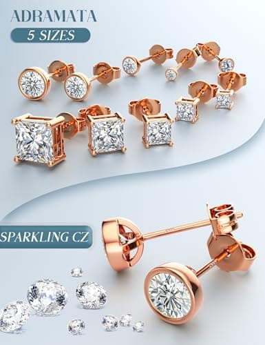 Adramata Boucles d'Oreille Argent 925 Femme Homme Clous d’Oreilles Hypoallergéniques