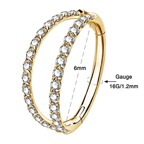 OUFER Piercings en Acier Inoxydable 316L avec Zircone Cubique | Boucles d'Oreilles Créoles pour Body Piercing | Pour Sep