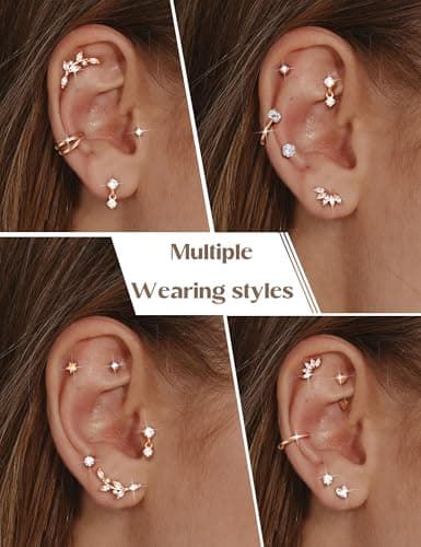 Adramata Acier Inoxydable Helix 16G Boucles d'Oreilles Femme Hypoallergène Confortables Cartilage Piercings (Or/Argent/O