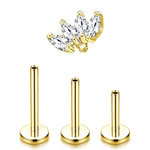 Adramata G23 Titane Piercing - Hypoallergénique pour Piercing Tragus et Helix - Femmes - Accessoires deMode Body Jewelry — Or-Feuille