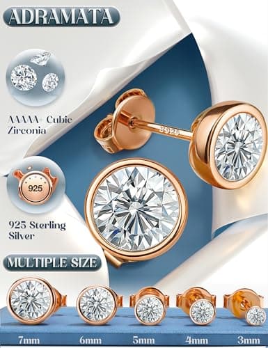 Adramata Boucles d'Oreille Argent 925 Femme Homme Clous d’Oreilles Hypoallergéniques