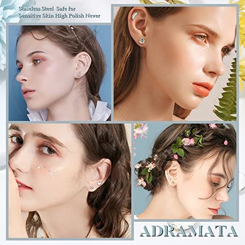 Adramata 36 Pcs Boucles D'Oreilles à Vis Acier Inoxydable pour Femmes et Hommes Mode d'Accessoires de Piercage Recyclés