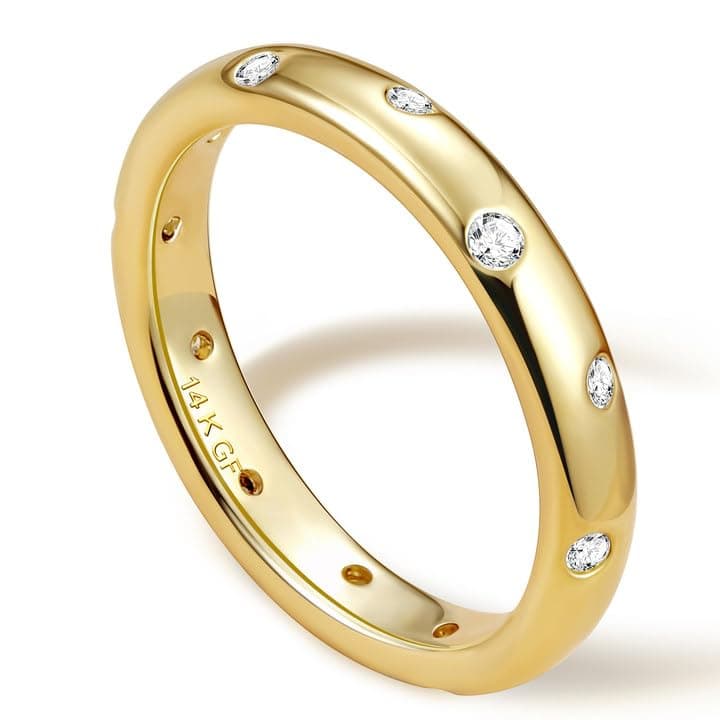 Adramata Bague Femme Or 14 Carats Bijoux en Or Recycled | Bague de Déclaration & Fiançailles Empilable | Or 14k Femme