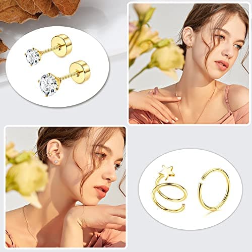 Adramata Piercings G23 Titane pour Femme et Homme - Tragus et Cartilage - 18Pcs - Recycled Claim Standard 100