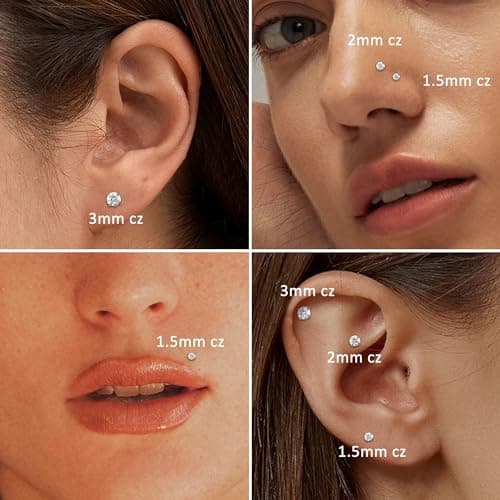 LOLIAS Lot 9 Bouchons Piercing Nez Argentés et Dorés pour Piercing Narine Hommes Femmes | Acier Chirurgical 316L | Ensem