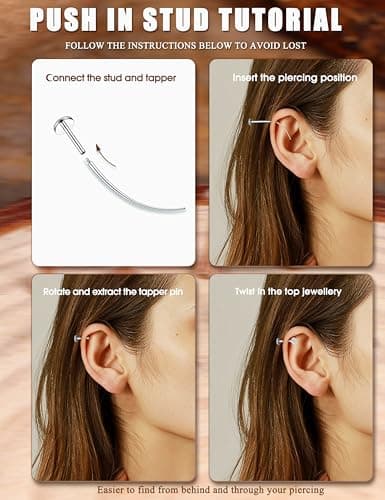 Adramata 8 Pièces Piercings Tragus Labret Fileté Interne Acier Chirurgical 16G/18Gnez Bijoux - Argent/Or/Rose Recycled S
