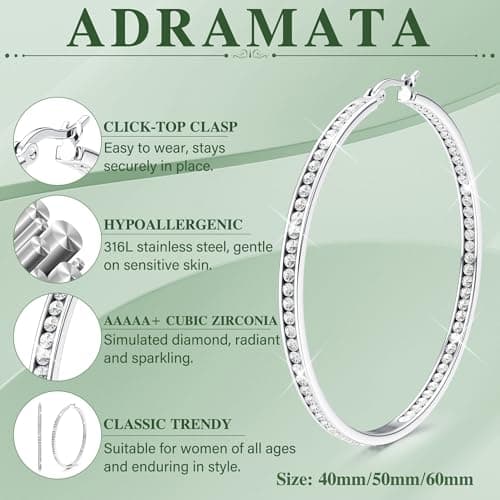 Adramata Créoles Acier Inoxydable Or Plaqué Femme Mode Recyclée 50mm Élégance Durabilité
