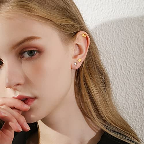 Adramata Piercings G23 Titane pour Femme et Homme - Tragus et Cartilage - 18Pcs - Recycled Claim Standard 100
