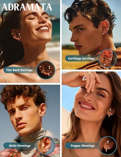 Adramata Acier Inoxydable Or Argent Boucles d'Oreilles Femme Hypoallergéniques Helix Piercing Creoles Petites Boucle d'O
