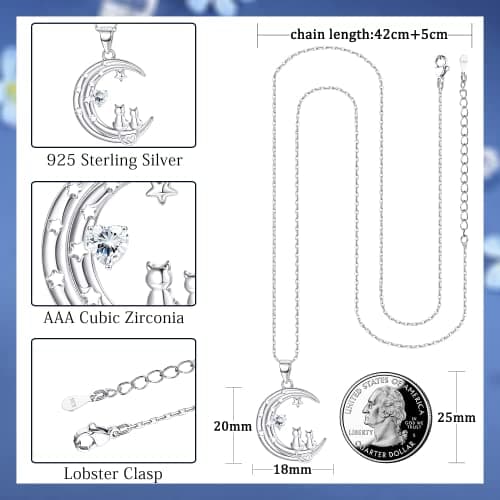 Adramata Collier Femme Argent 925-chat Pendentif-mignon Recycledbijoux Anniversairestandard 100