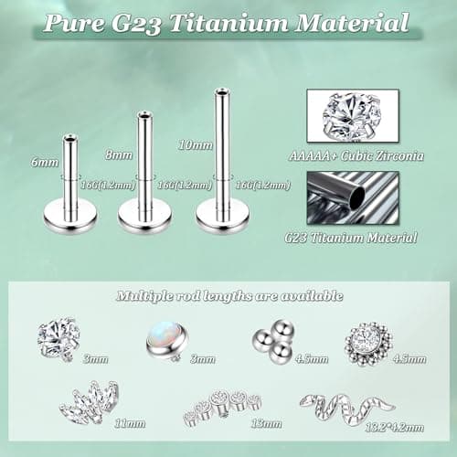 Adramata G23 Titane Piercing - Hypoallergénique pour Piercing Tragus et Helix - Femmes - Accessoires deMode Body Jewelry