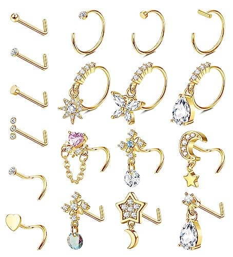 Milacolato Piercingnez Acier Chirurgical Pavé CZ Femmes Hommes Bijoux Set