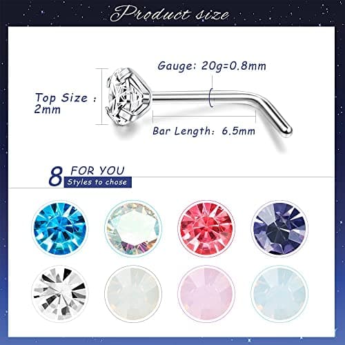 YADOCA 20G Piercing de Nez en Acier Chirurgical pour Femmes et Hommes - Petit Piercing Narine en Forme de Nez - 16 Pièce