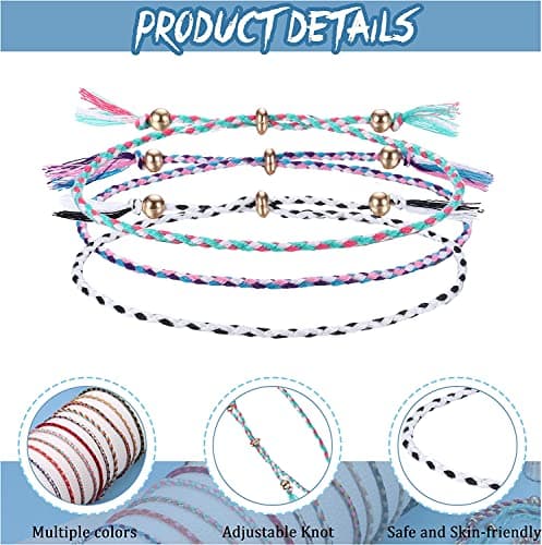 Adramata 35 Pcs Bracelets Tressés Enroulés pour Femme et Homme Colorés Été Plage Fête Bohèmes Recycled Standard 100