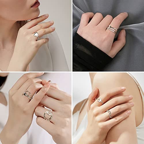 Adramata Acier Inoxydable Bague Retro Vintage Reglable Or Argent Femme Ouverte Recyclée Éléganteumeconomique