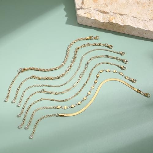 Bijoux Femmes 7 Pièces Chaîne Plaqué Or Acier Inoxydable fantaisie Walter Charging