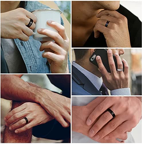 Adramata Bague Anti Stress en Acier Inoxydable pour Hommes Noir en Acier Inoxydable Bague Cool Spinner Été Hommes