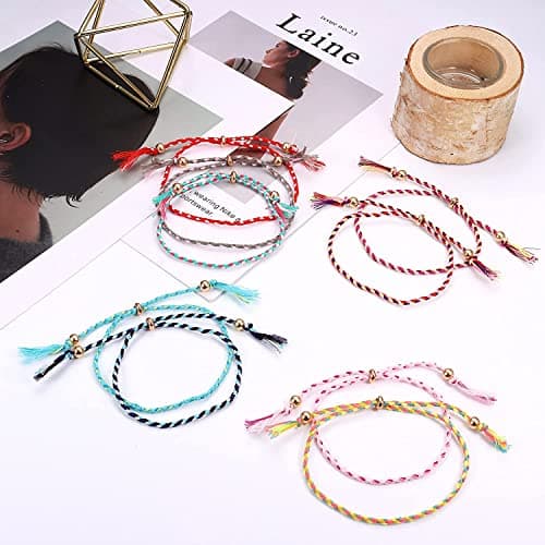 Adramata 35 Pcs Bracelets Tressés Enroulés pour Femme et Homme Colorés Été Plage Fête Bohèmes Recycled Standard 100