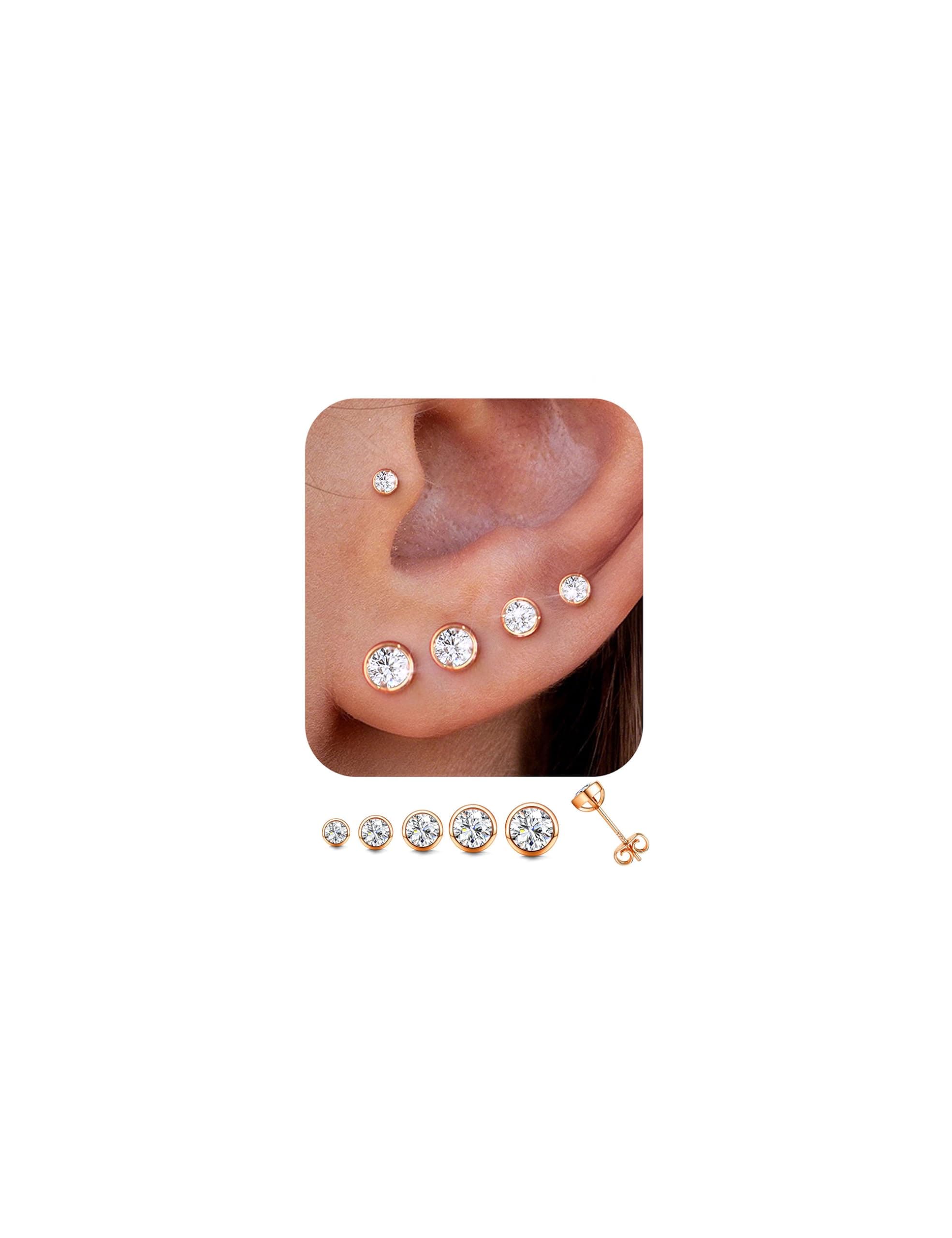 Adramata Boucles d'Oreille Argent 925 Femme Homme Clous d’Oreilles Hypoallergéniques