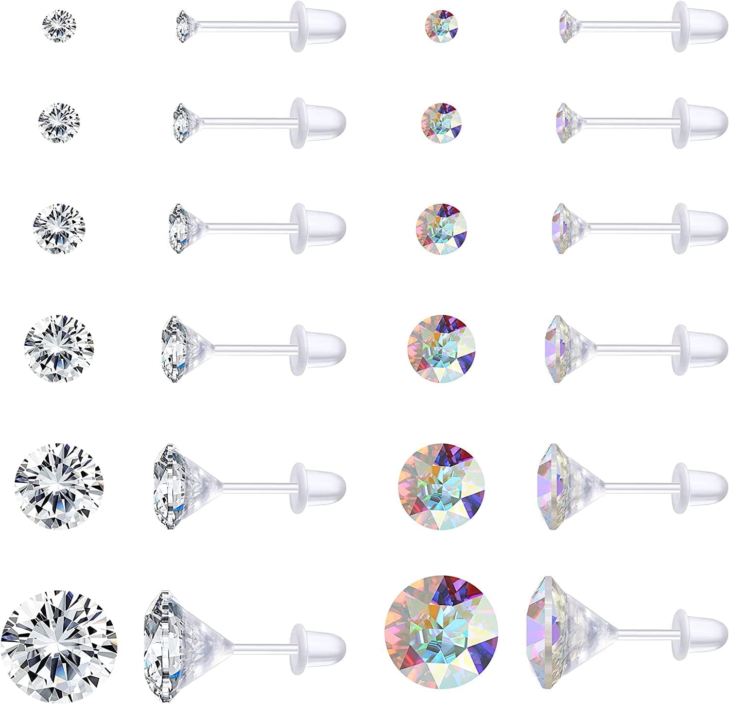 Adramata 12 paires boucles d'oreilles pour femme transparentes en plastique tragus helix cartilage piercing boucles d'or