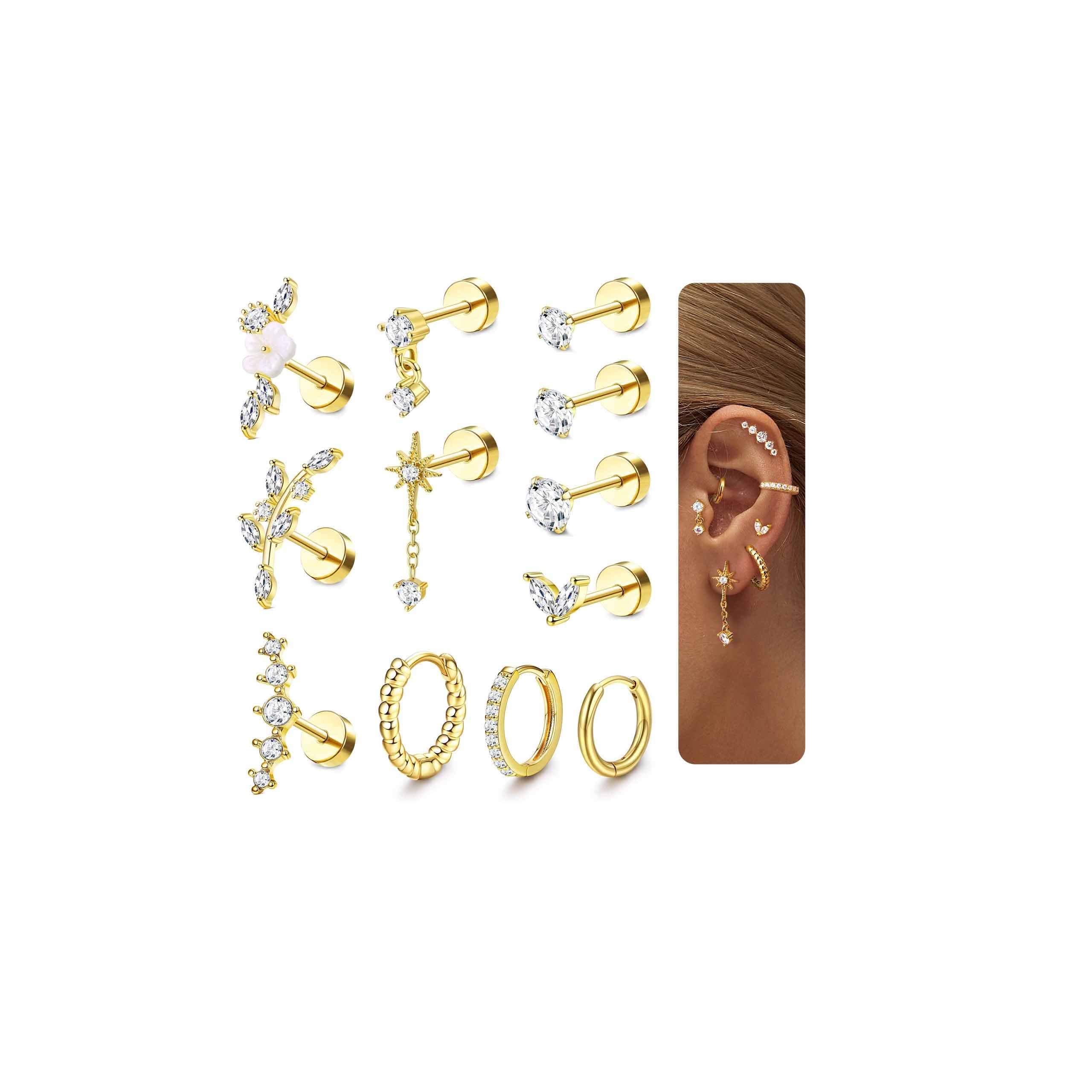 Adramata Acier Inoxydable Piercing Helix Boucles d'Oreilles Femme Recycled Standard 100