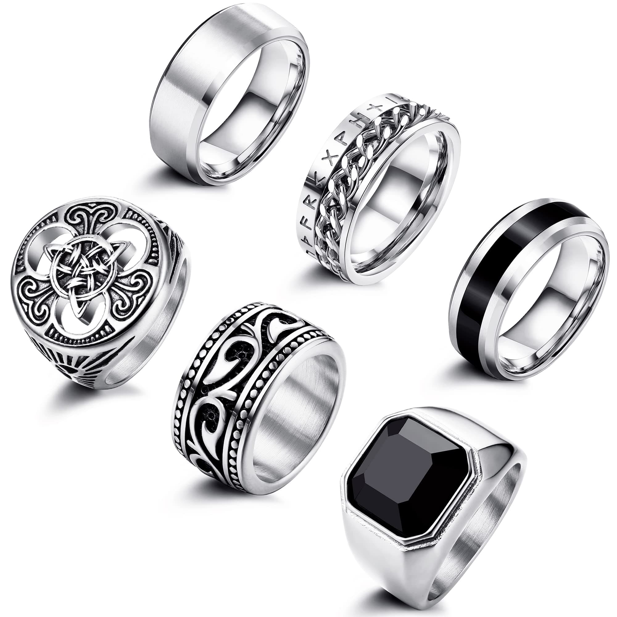 Adramata Bague Homme Acier Inoxydable Noeud Celtique Motard Gothique Bagus Viking Recyclée Standard 100 Pcs