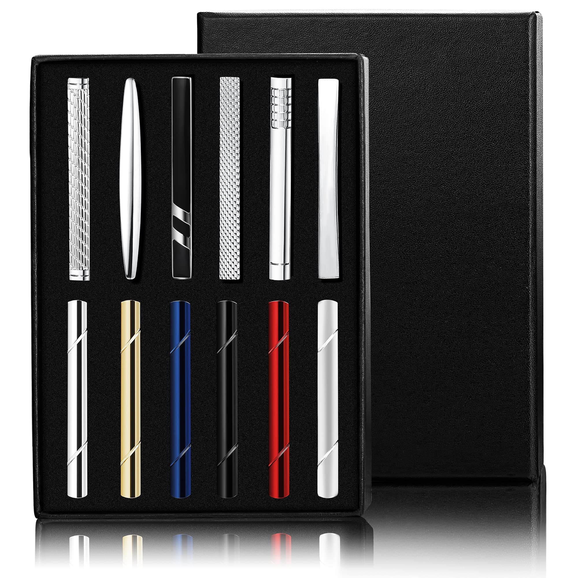 Adramata Pinces a Cravate Classique pour Homme Noir Doré avec Boîte Cadeau Mariage Business