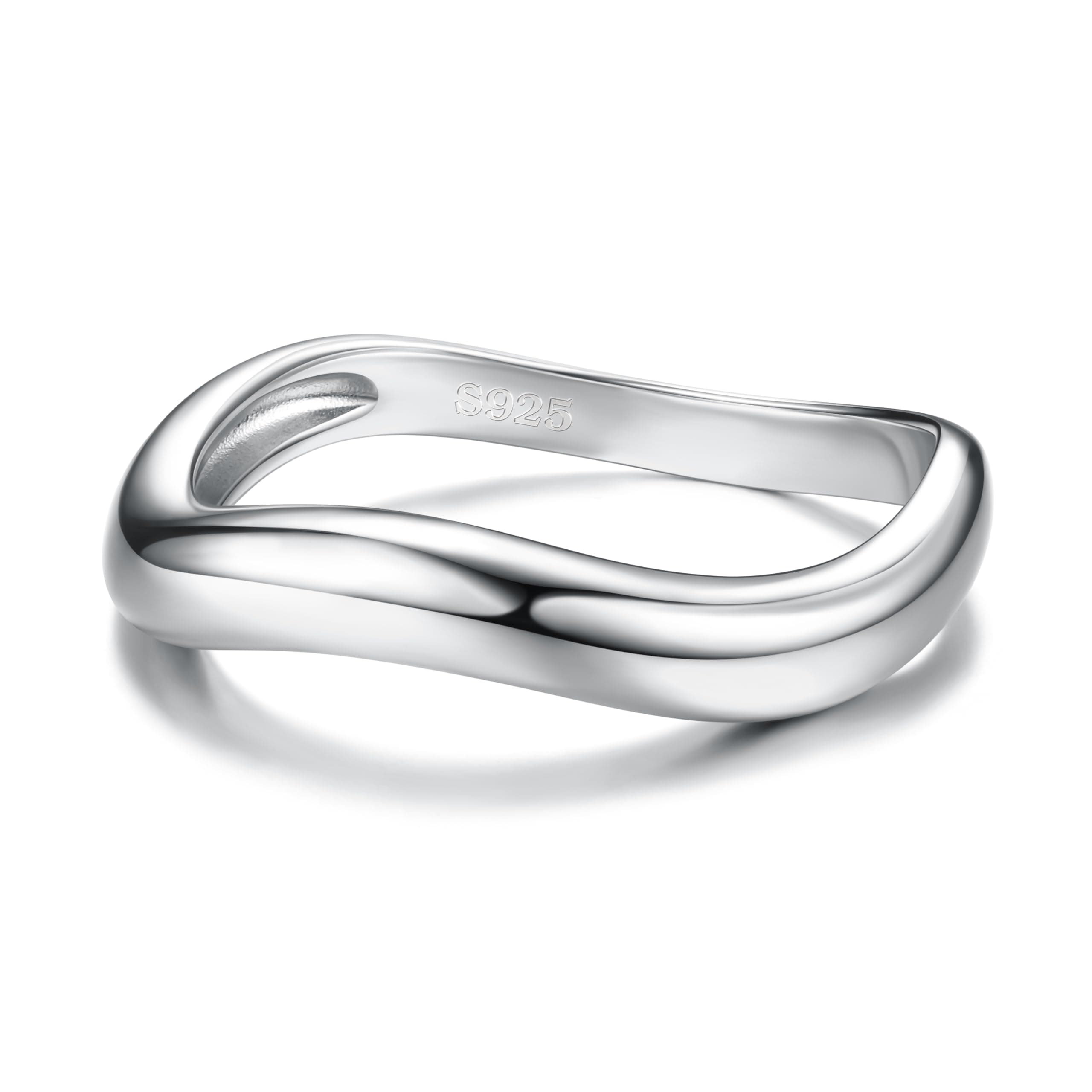 Bague Argent 925 Empilable Ondulée Femme Recycled 925 Argent/Or Femme Bague de Promesse Minimaliste Cadeau