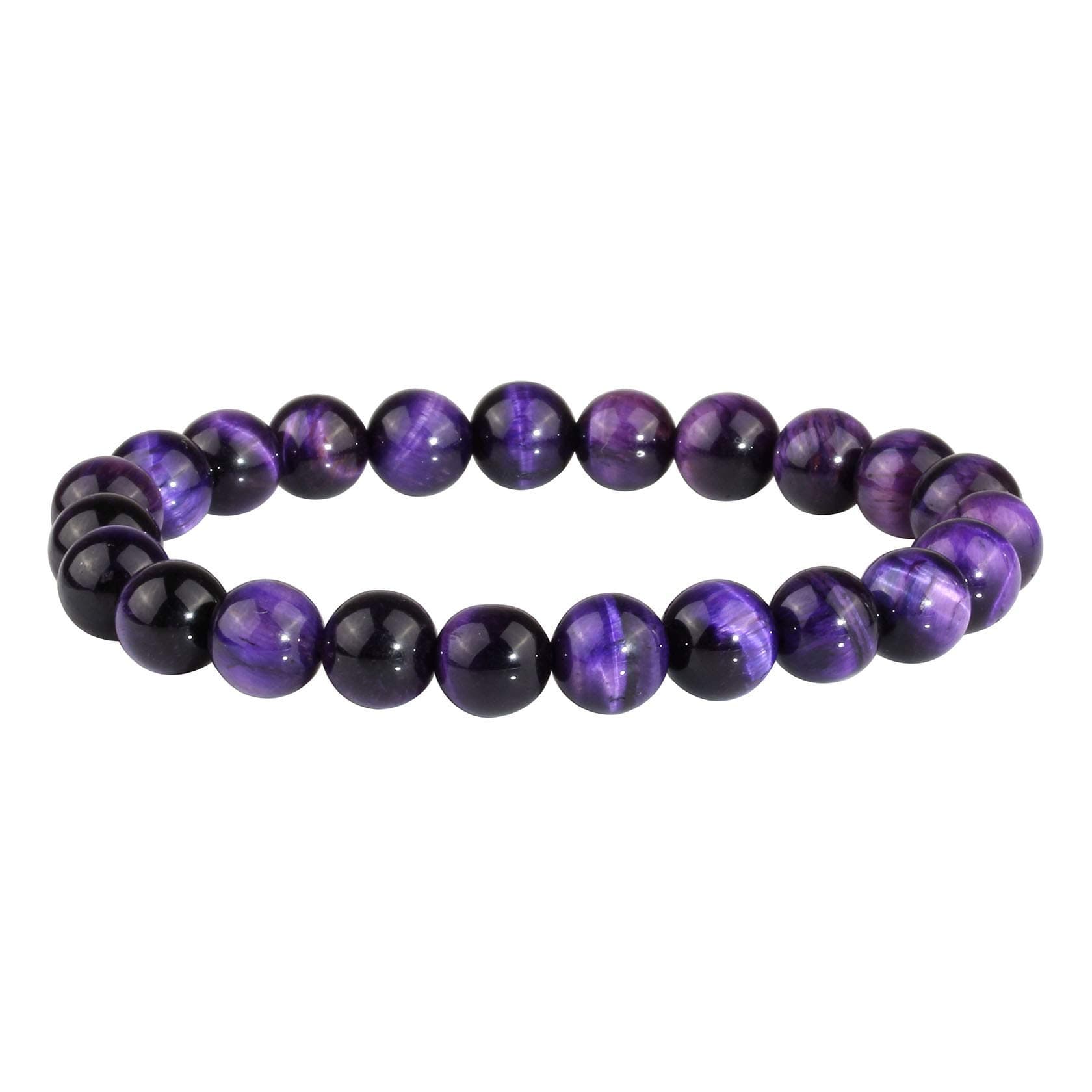 Bracelet élastique œil de tigre MILAKOO 8 mm pour yoga et guérison - Homme et Femme - Sécheresse cutanée soulagement